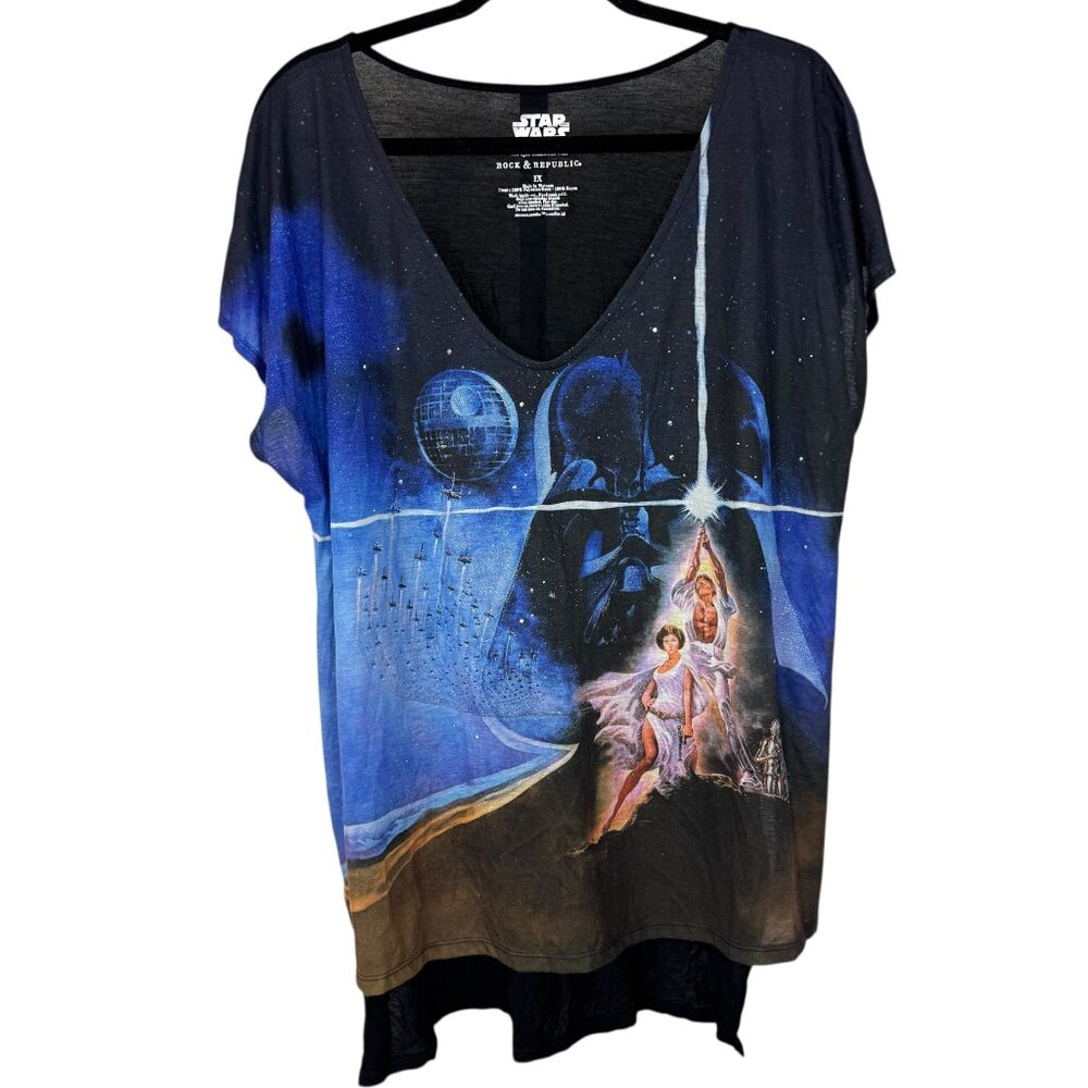 Rock & Republic Star Wars Luke & Princess Leia dolman oversized t shirt 1X
